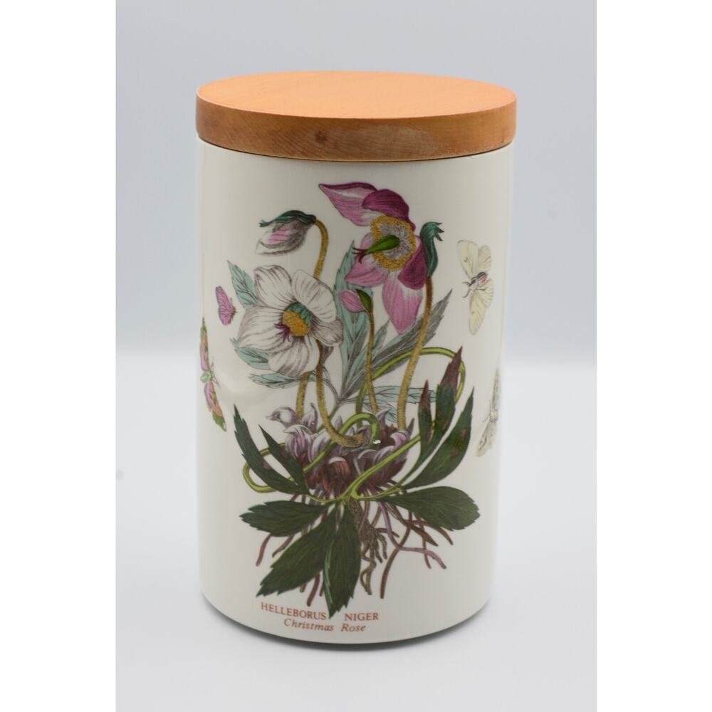 8" Storage Jar & Lid Canister Botanic Garden by PORTMEIRION Helleborus Niger